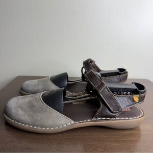 Jungla Rul Strap Gray & Brown Leather Sandals Sz 40